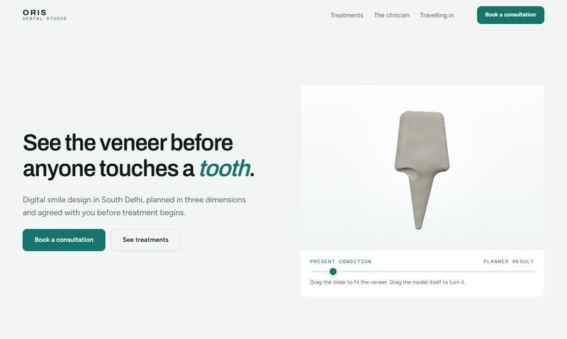 Oris dental studio example site with a veneer preview slider